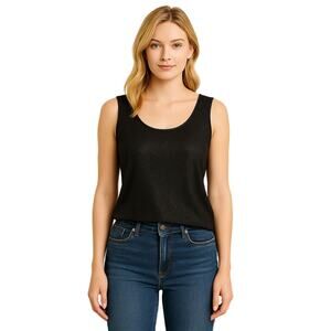 White House Black Market Black Shimmer Sleeveless Tank Top – XL